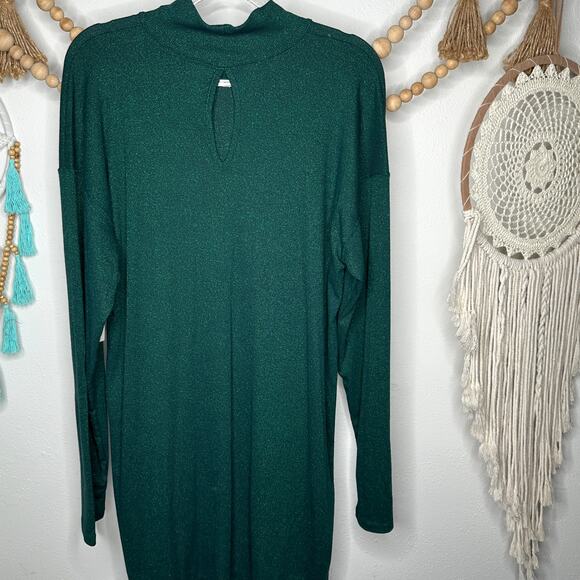 NEW Anthropologie Vanessa Virgnia Green Shimmer Metallic Knit Tunic - Picture 5 of 7